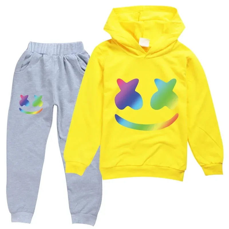 DJ Spring Season Autumn Clothing Set Kids Hoodies and Pants Suit Toddler Boys Tracksuit Teen Girls Casual Outfits