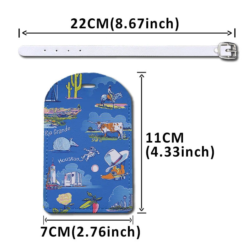 Luggage Tags with Privacy Cover PU Leather Cruise Ship Waterproof Tag Flowers Unique Suitcase Tags for Men Kids Women