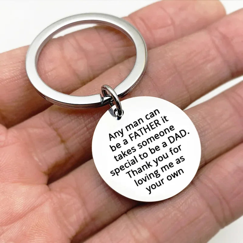 New Father Stepdad Papa Keychain Pendant  Father's Day Daddy Dad Birthday Christmas Key Chain Keyrings Any Man Can Be A Father