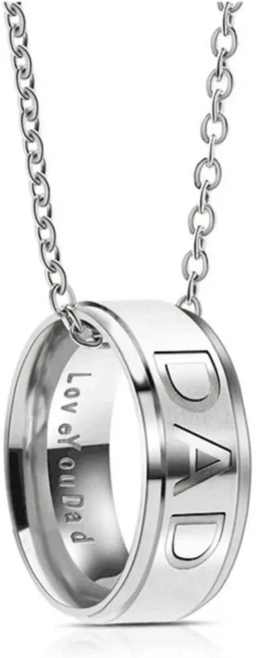 Dad Daddy Father Gifts Love You DAD Ring Pendant Necklace Jewelry Gift for Fathers Day Birthday Christmas Gifts for Men