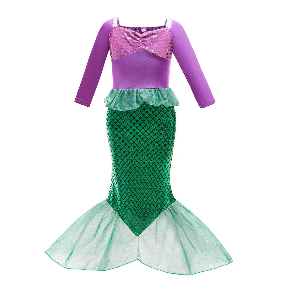 Children Princess Costume Kids Mermaid Halloween Clothes Little Girls Summer Stage Performance Clothing Kids Cosplay Dresses