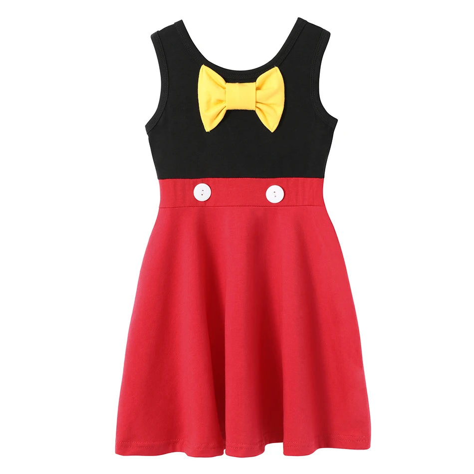Patchworks Cosplay Princess Dress for Kids Girl Summer Sleeveless Vestido Casual Children Clothing One Piece Dress Fashion Stlye