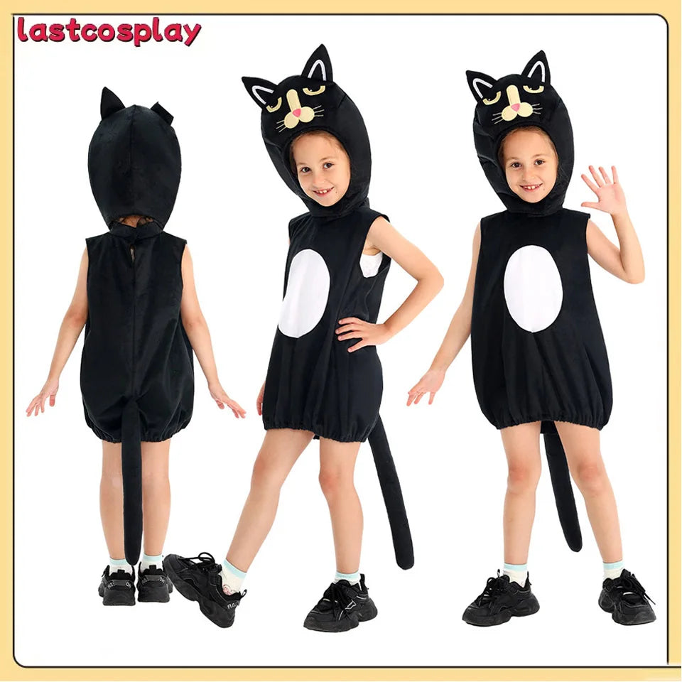 Fantasy Kids Cosplay Stage Performance Funny Looks Cat Costume Cartoon Animal Disguise Roleplay Clothing Halloween Carnival Suit