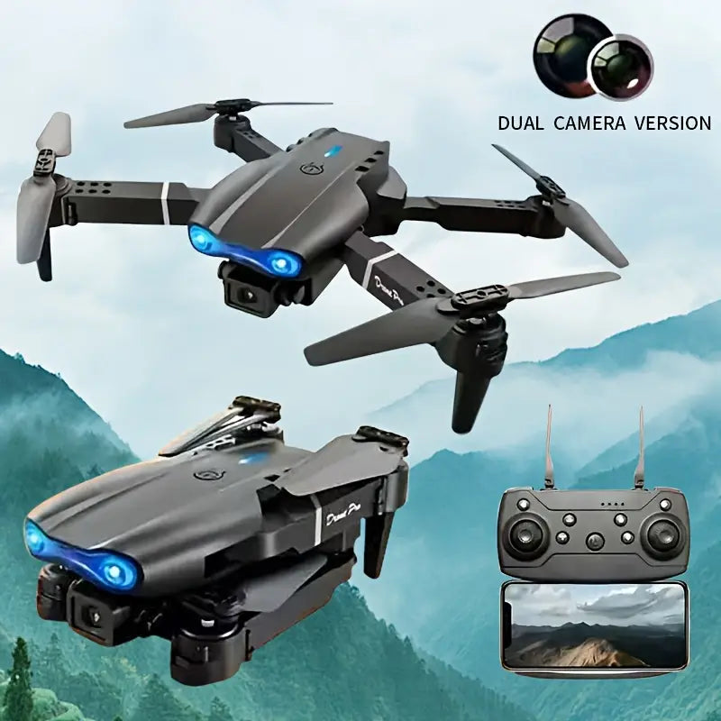 New E99 Foldable Portable Drone Remote Control Electric Toy > RC Drone, Propeller Helicopter with Optical Flow Stability and Dual Camera