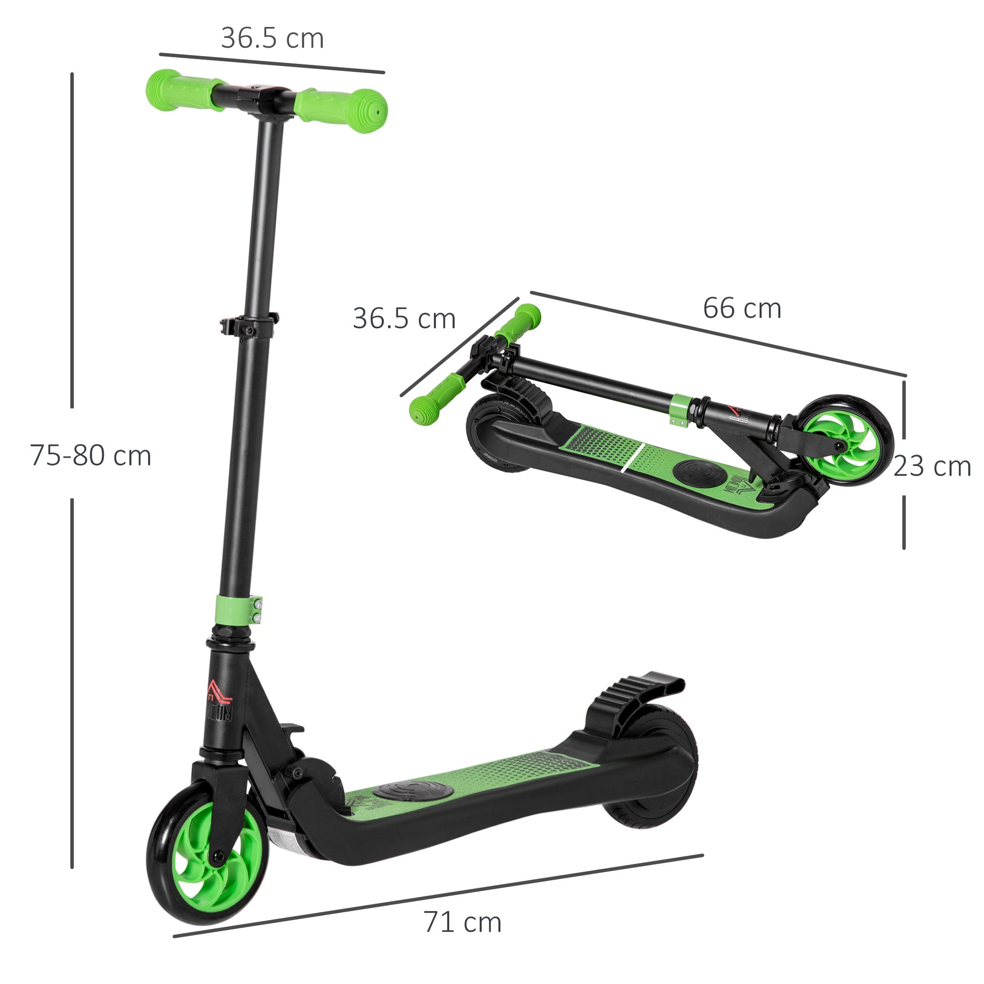 HOMCOM Folding Electric Scooter E Scooter, 120W, with Rear Wheel Brake, 8km/h Maximum Speed, for Ages 6+ Years Old in Green-1