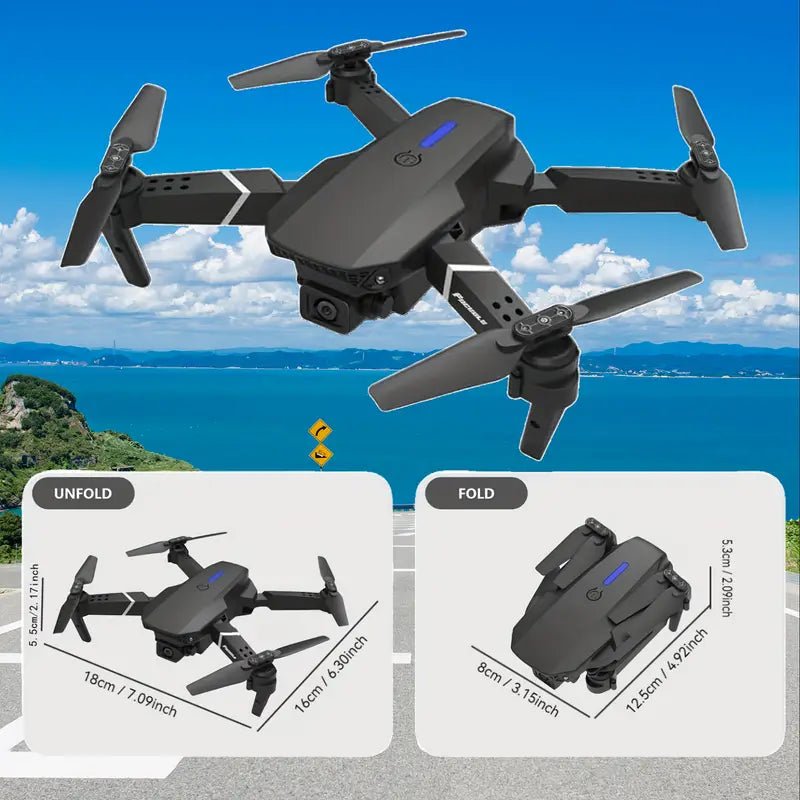 E88 Dual-Camera Drone - Supports Wi-Fi, App Control, Suitable for Outdoor Use, Ideal for Beginners with Altitude Hold,