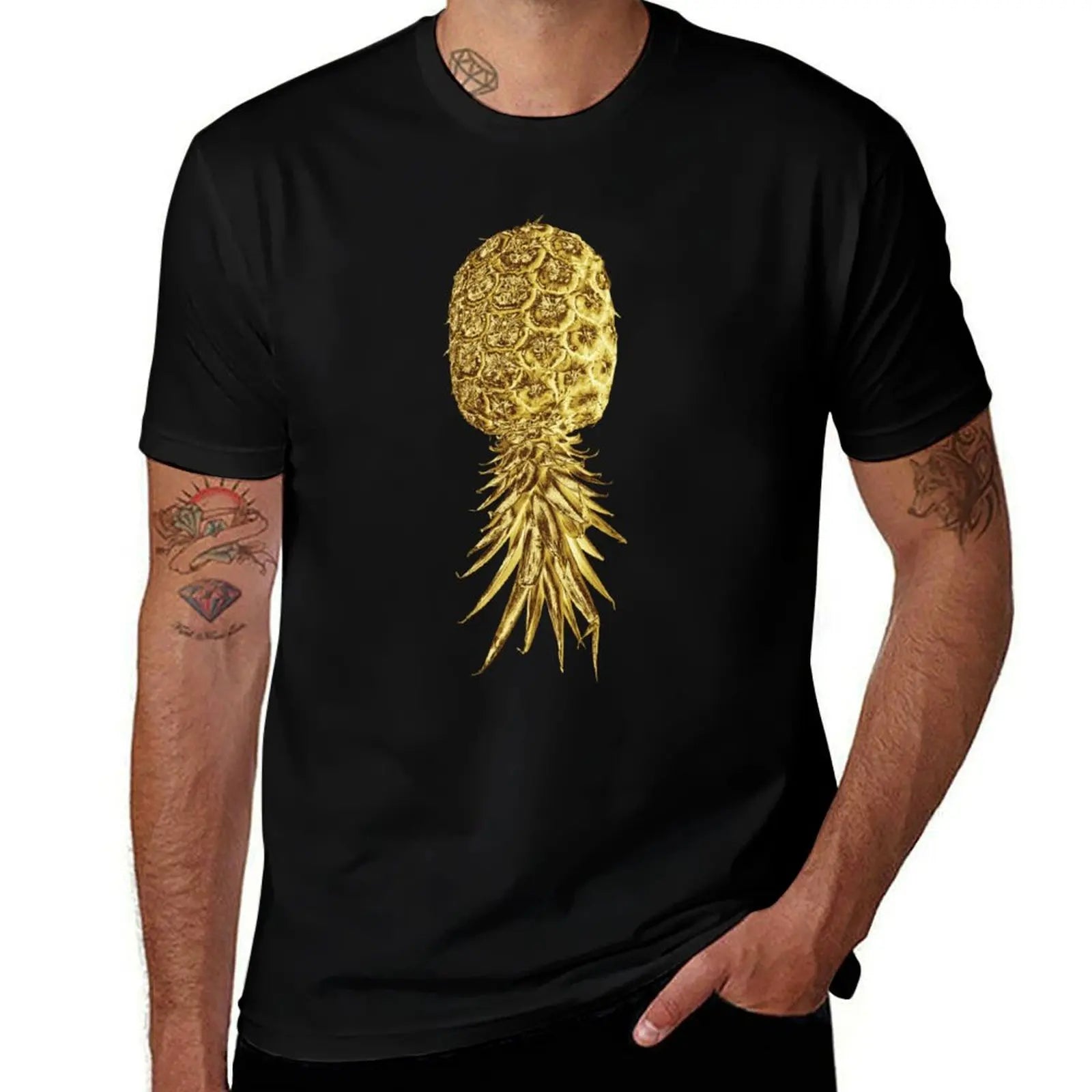 Pineapple Golden Pineapple upside down T-Shirt vintage graphic tee Blouse luxury t-shirt sweat shirts, men