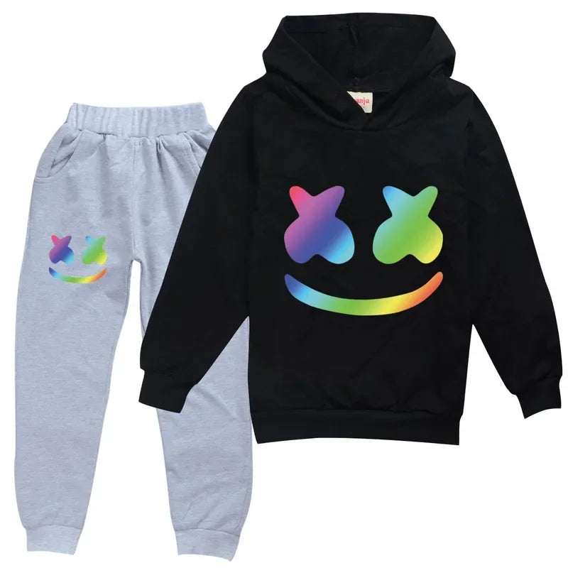 DJ Spring Season Autumn Clothing Set Kids Hoodies and Pants Suit Toddler Boys Tracksuit Teen Girls Casual Outfits