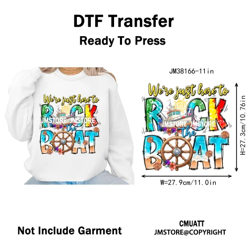Happy Summer Boat Cruise Life Salty Beach Family Island Vacation Iron on DTF Thermal Transfer Sticker Ready to Press for Clothes