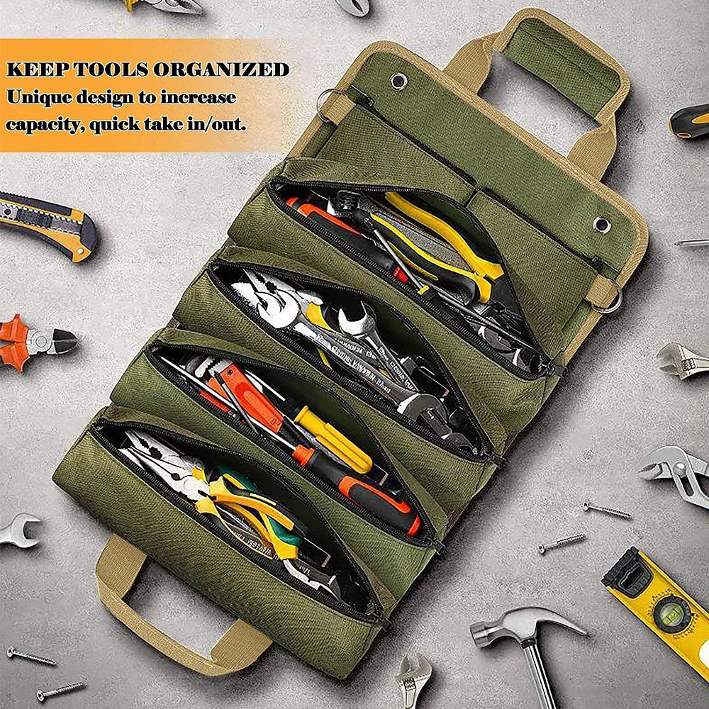 1pcs Organizer for Men, Roll Up Tool Bag Zipper Storage Bags with Multi-Pockets,Carrier Bag for Father Day Gifts