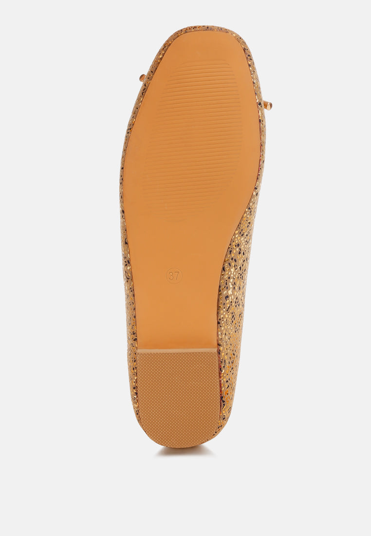 Apollon Bow Detail Embossed Suede Ballerinas-4