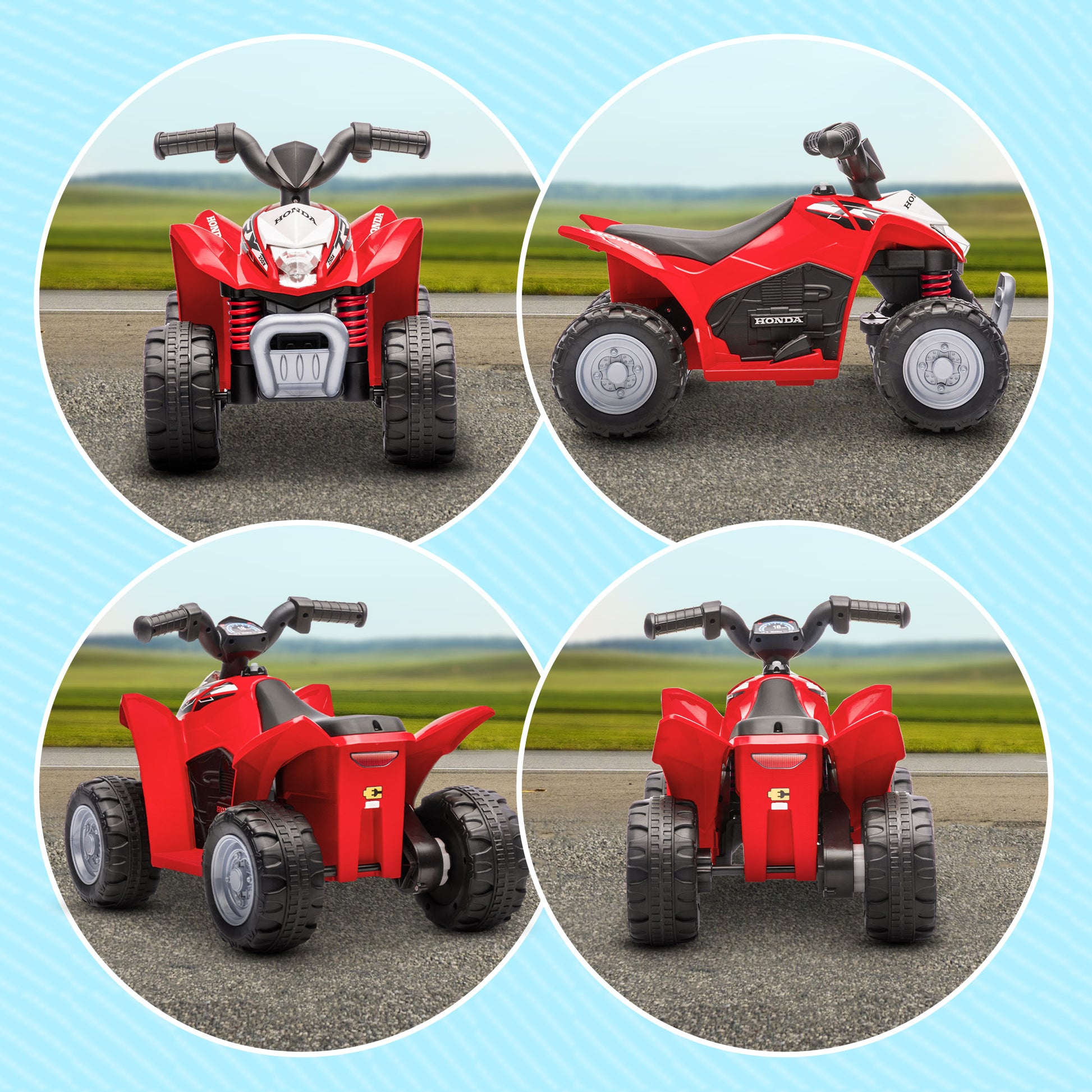 Honda Licensed Electric Ride on Quad Bike 6V ATV Ride On, 4 Pack, for 1.5-3 Years Red | AIYAPLAY-6