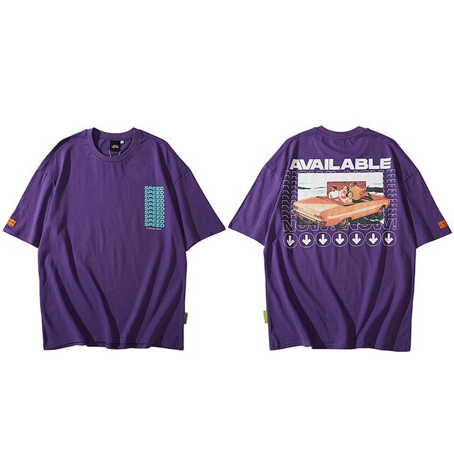 Hip Hop T Shirt Retro Car Print  Mens Tshirt Streetwear Harajuku T-shirt Vintage Short Sleeve Cotton Tops Tees Summer Casual-7