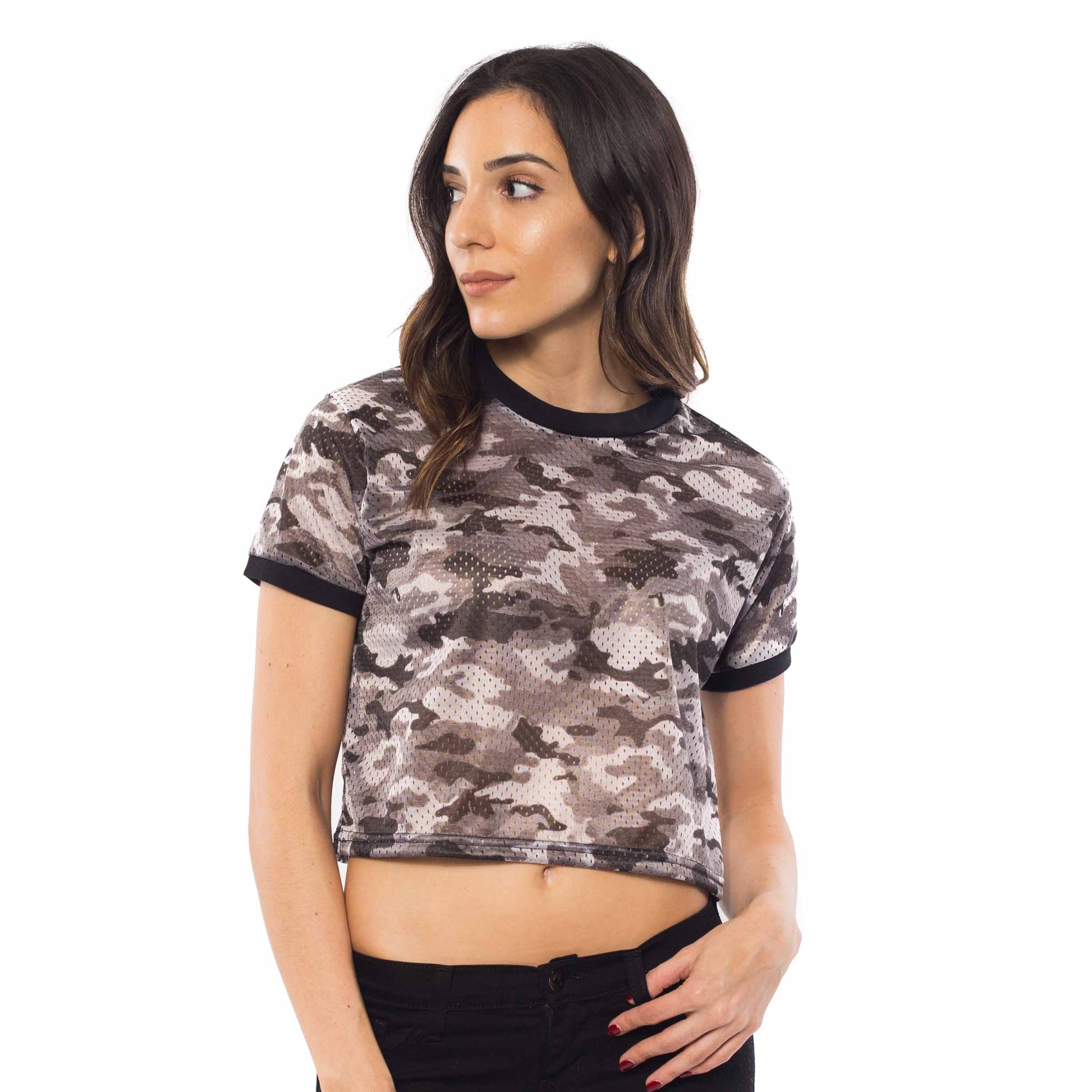 6031 - Women's Cropped Mesh Ringer Tee-3