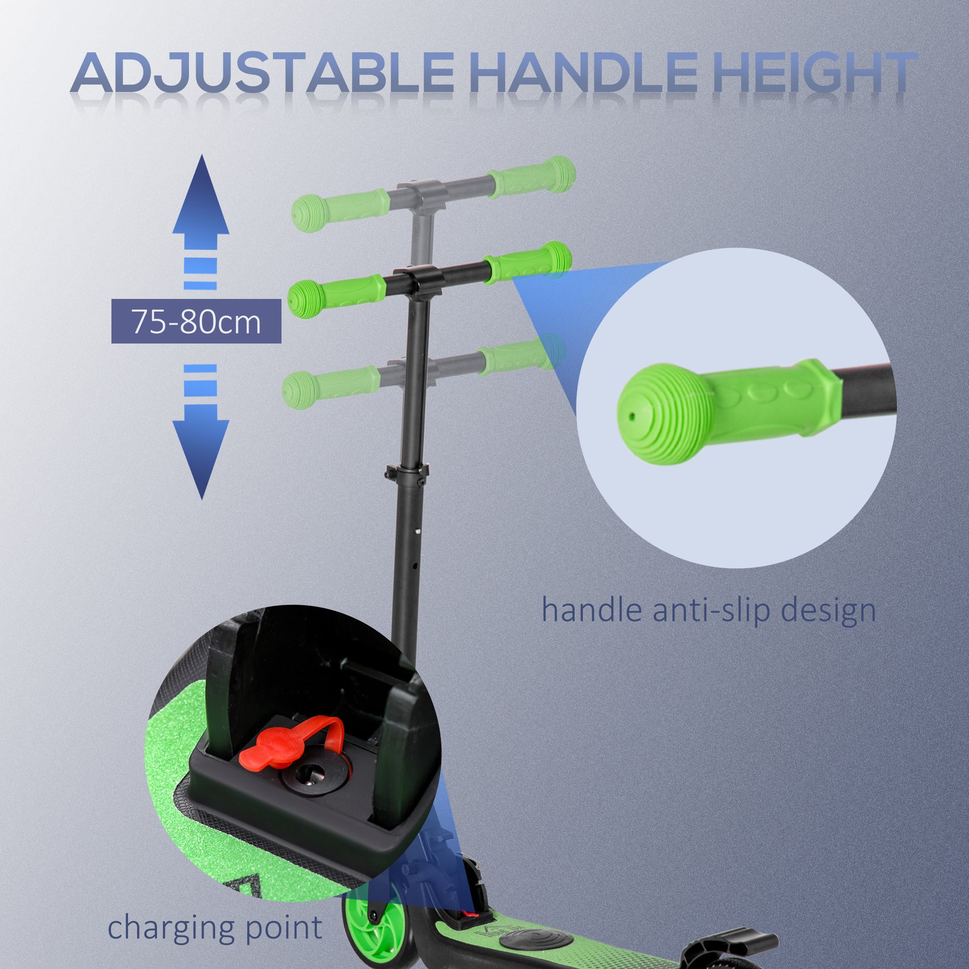 HOMCOM Folding Electric Scooter E Scooter, 120W, with Rear Wheel Brake, 8km/h Maximum Speed, for Ages 6+ Years Old in Green-4