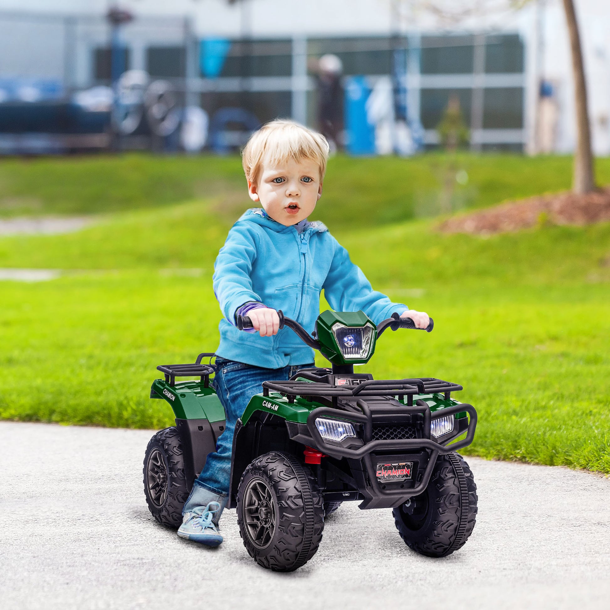 12V Kids Quad Bike with Forward Reverse Functions, Electric Ride On ATV with Music, LED Headlights, for Ages 3-5 Years in Green by HOMCOM-8