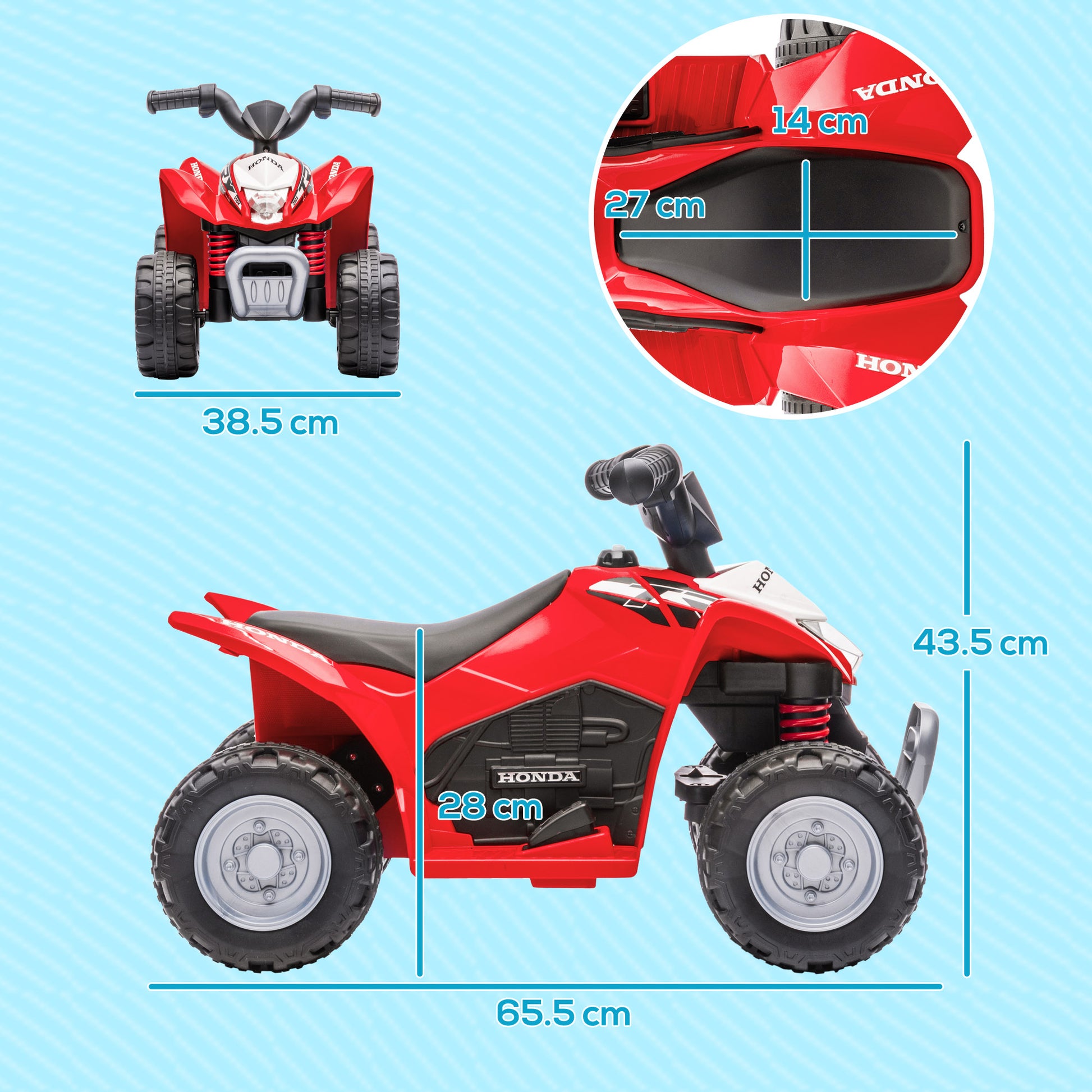 Honda Licensed Electric Ride on Quad Bike 6V ATV Ride On, 4 Pack, for 1.5-3 Years Red | AIYAPLAY-1