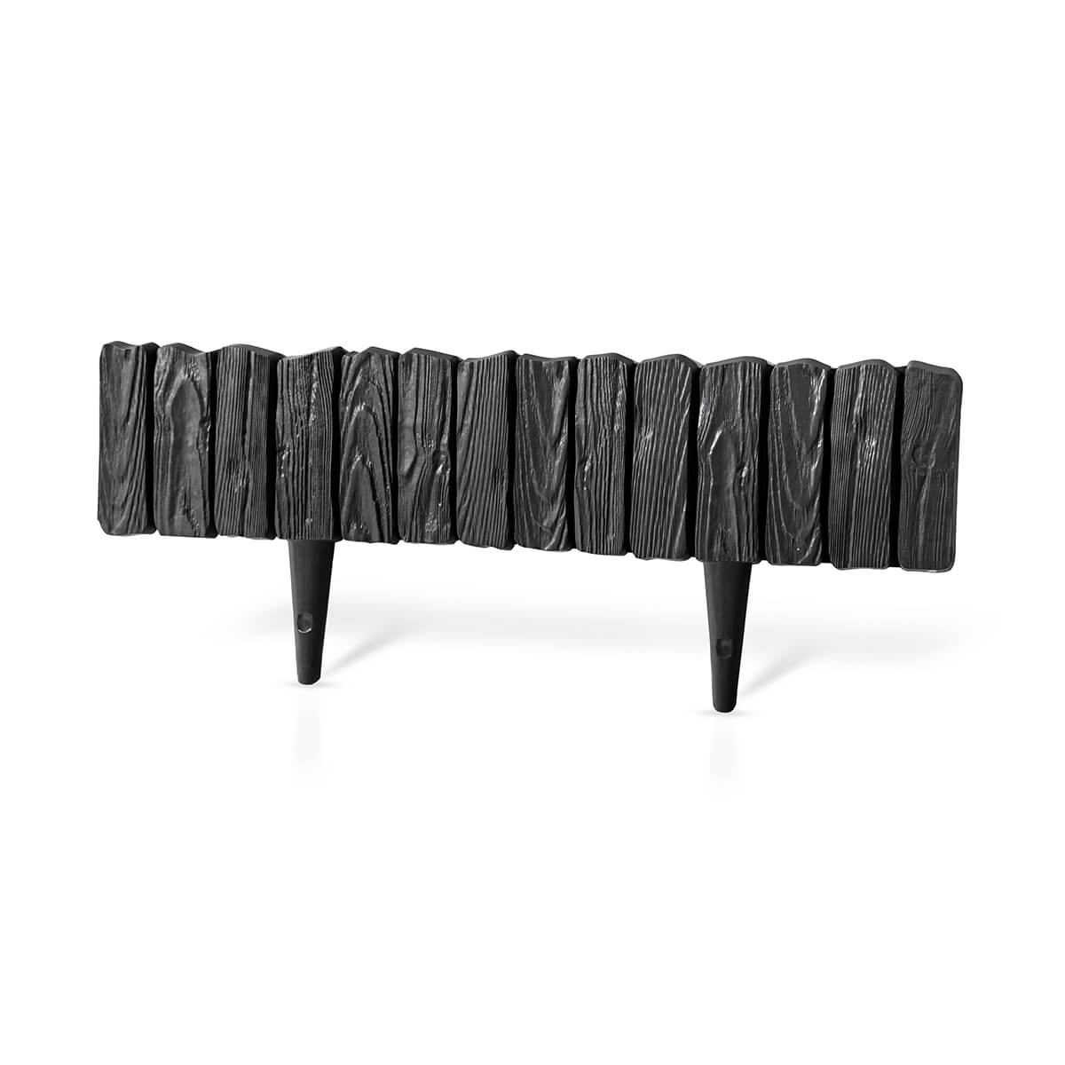 Lawn Edging, Plastic Palisade Wood Effect, 2.32m, Black-2