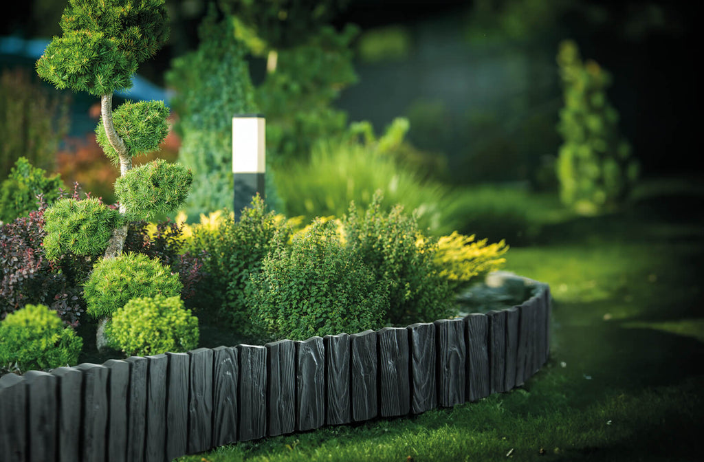 Lawn Edging, Plastic Palisade Wood Effect, 2.32m, Brown-4