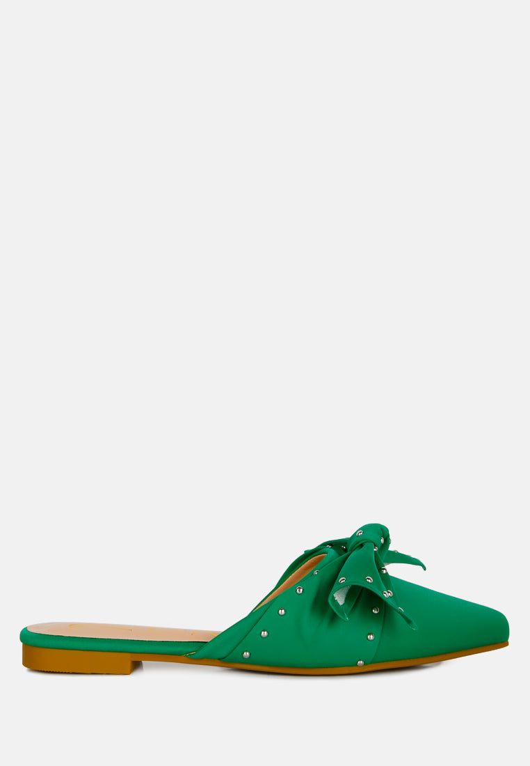 Makeover Studded Bow Flat Mules-5
