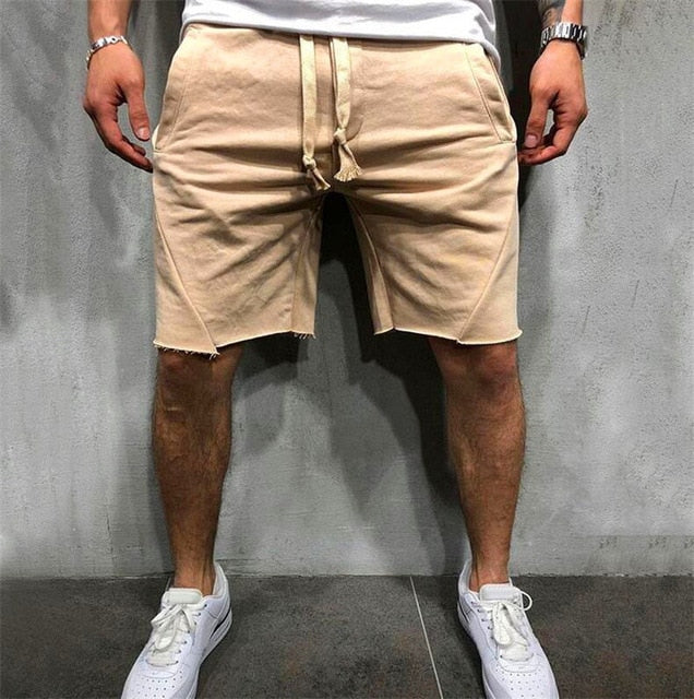 Mens Knee-length Cotton Shorts with Elastic Drawstring Waist Men's Sweatshort with Side Pockets Summer Shorts Short Pants-13