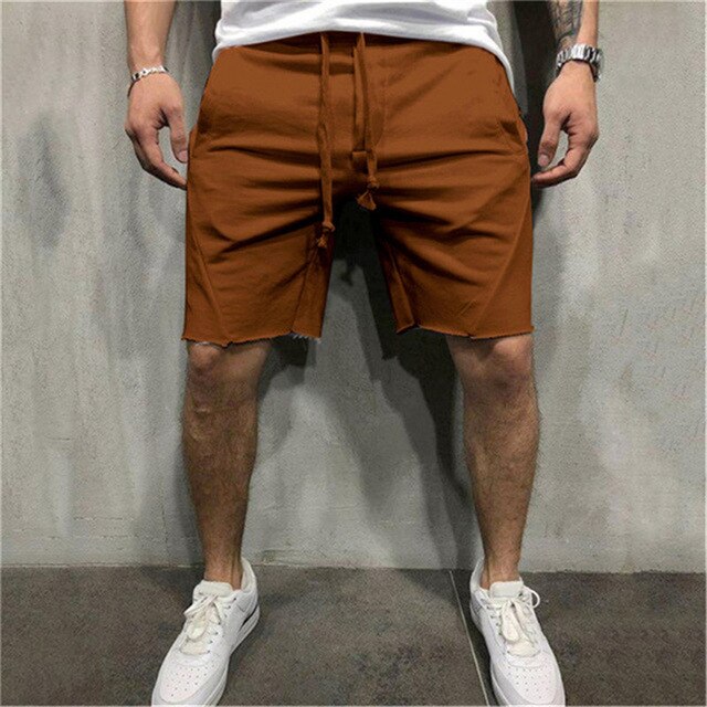 Mens Knee-length Cotton Shorts with Elastic Drawstring Waist Men's Sweatshort with Side Pockets Summer Shorts Short Pants-7
