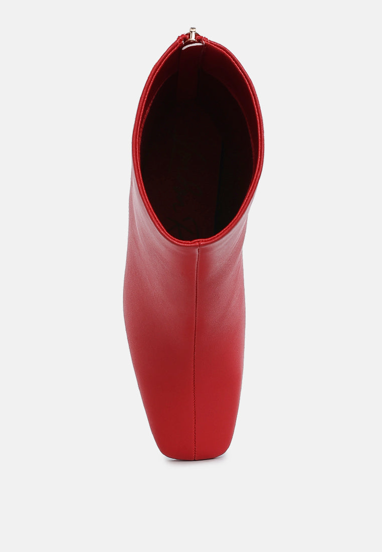 Neapolitan Faux Leather Square Toe Ankle Boots-3