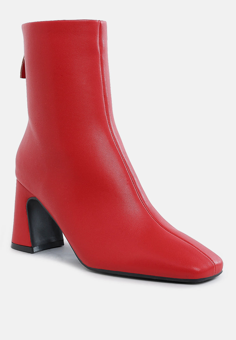 Neapolitan Faux Leather Square Toe Ankle Boots-1