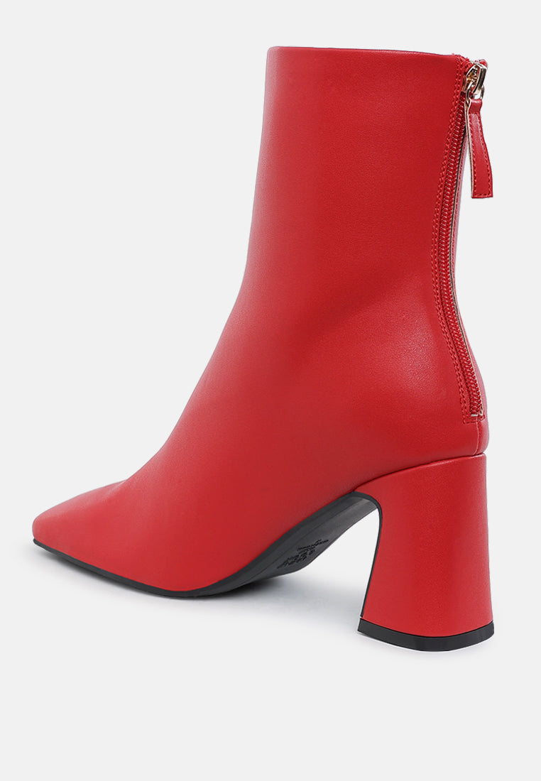 Neapolitan Faux Leather Square Toe Ankle Boots-2