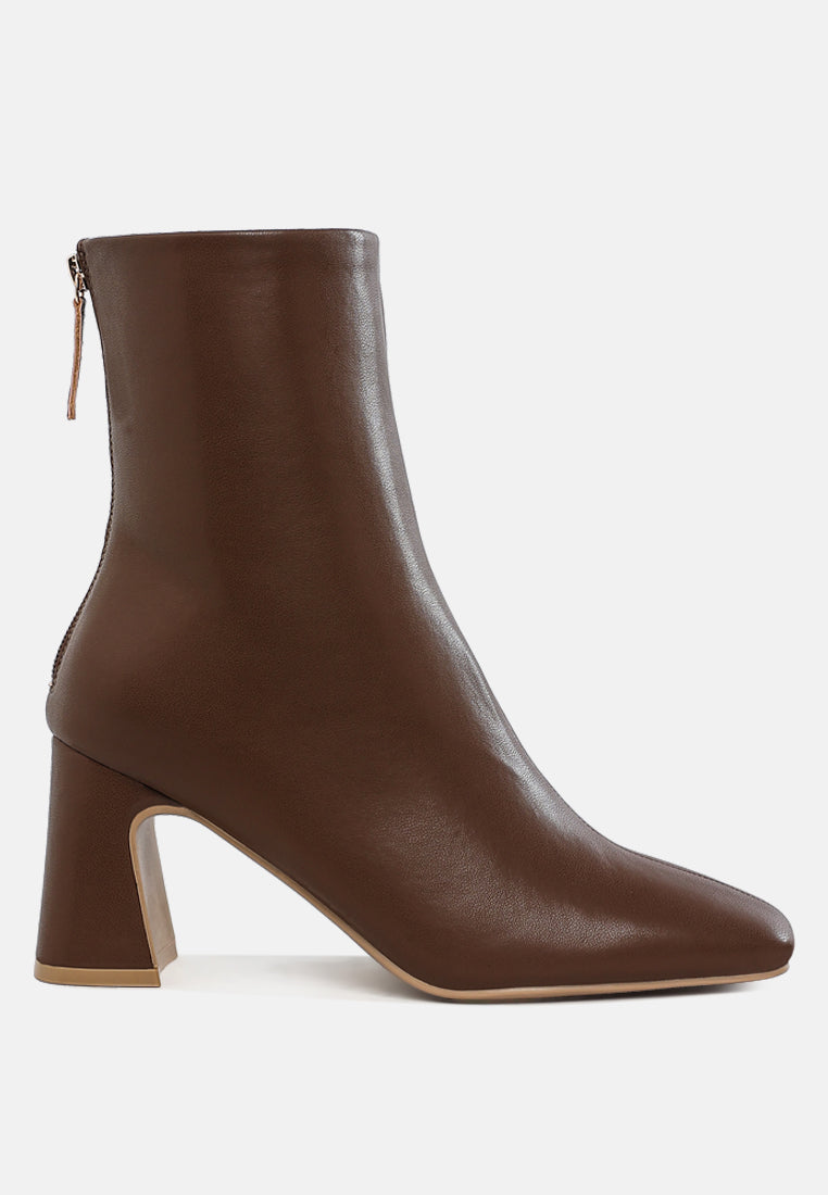 Neapolitan Faux Leather Square Toe Ankle Boots-5