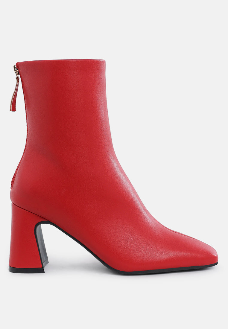 Neapolitan Faux Leather Square Toe Ankle Boots-0