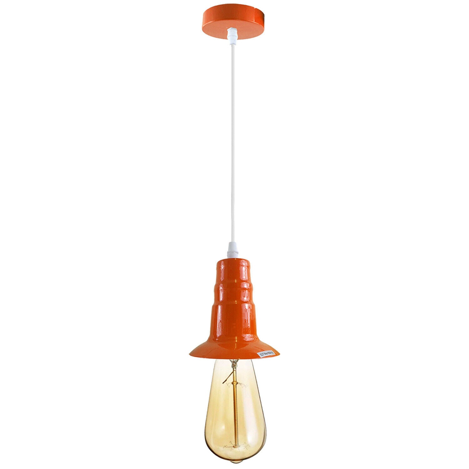 Orange Ceiling Light Fitting Industrial Pendant Lamp Bulb Holder~1682-1