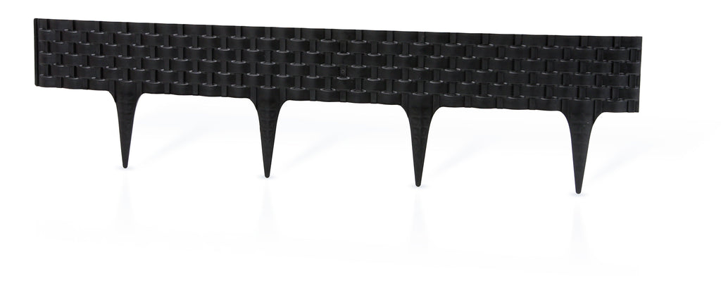 Lawn Edging, Plastic Palisade Rattan Effect, 2.4m, Black-2