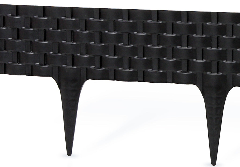 Lawn Edging, Plastic Palisade Rattan Effect, 2.4m, Black-0