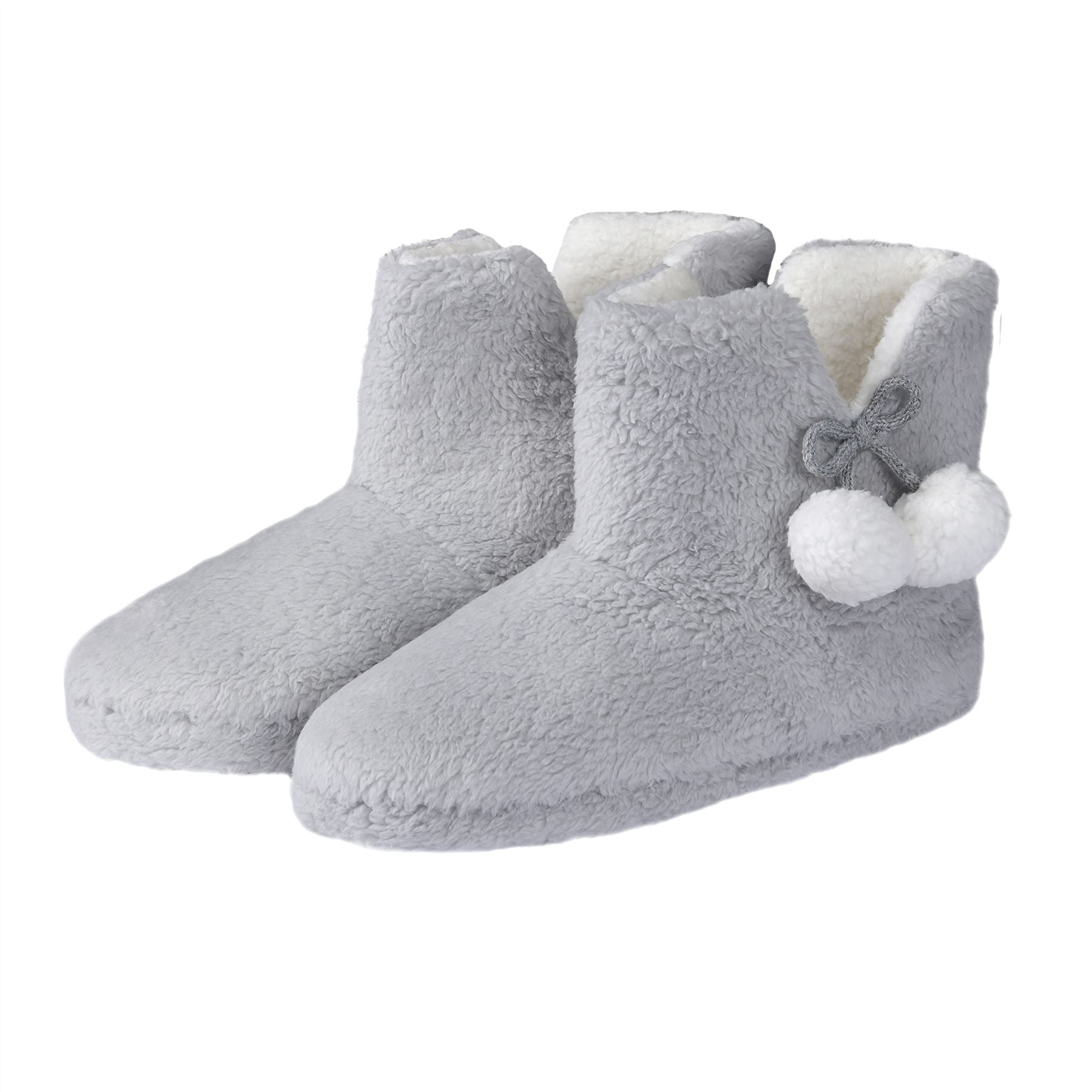 TEDDY BOOT SLIPPERS SIZES S, M AND L IN GREY-0