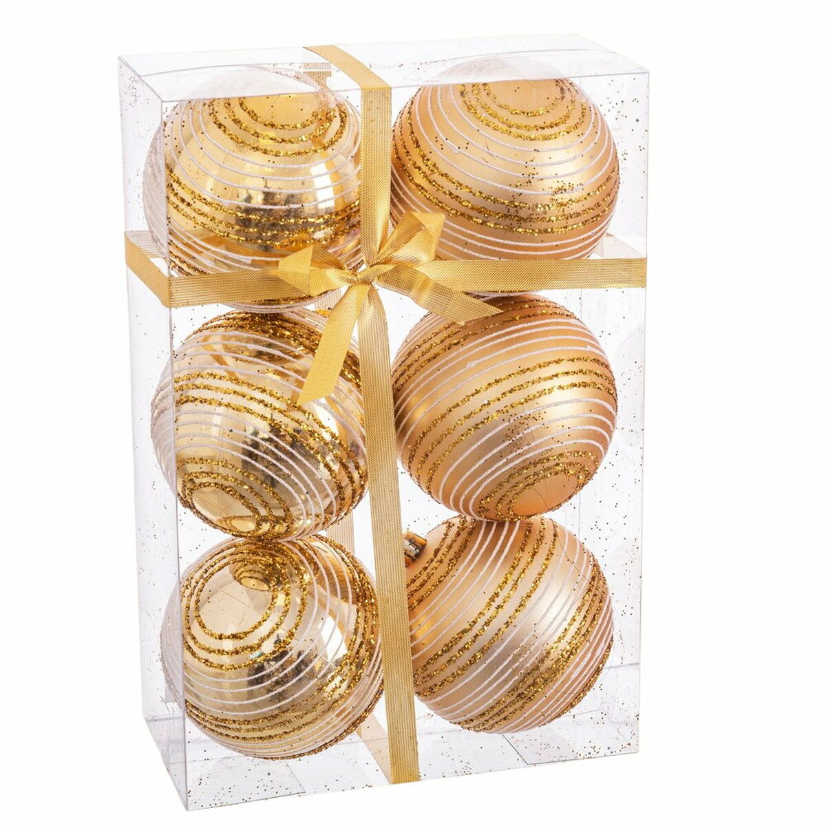 Christmas Baubles Golden Plastic Spiral 8 x 8 x 8 cm (6 Units)-0