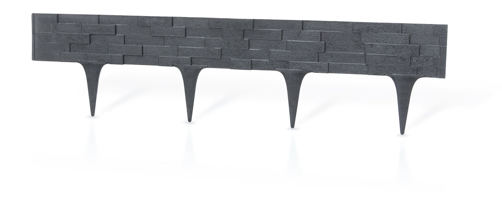 Lawn Edging, Plastic Palisade Slate Effect, 2.38m, Gray-2