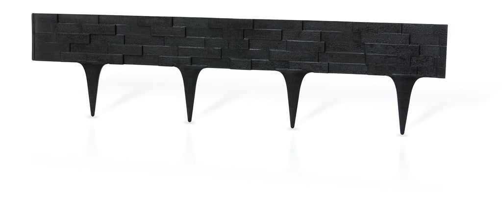 Lawn Edging, Plastic Palisade Slate Effect, 2.38m, Black-2