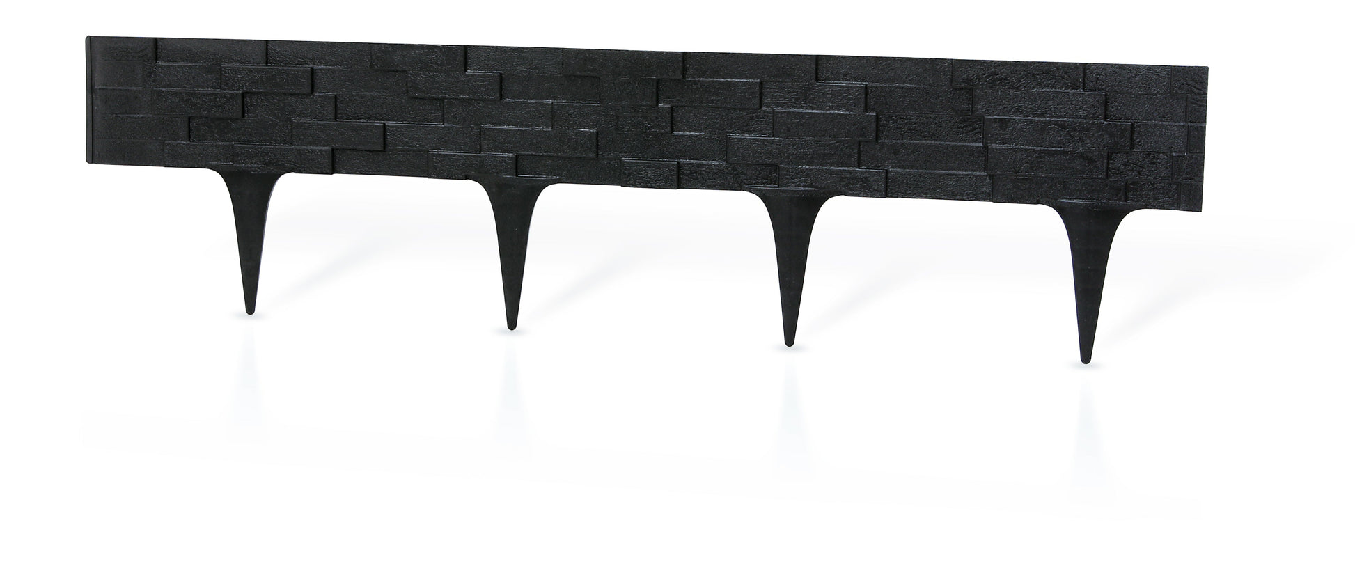 Lawn Edging, Plastic Palisade Slate Effect, 2.38m, Black-2