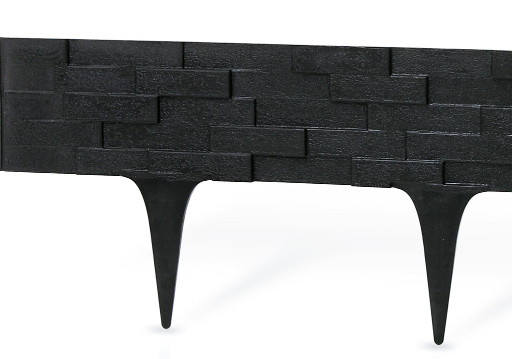 Lawn Edging, Plastic Palisade Slate Effect, 2.38m, Black-0