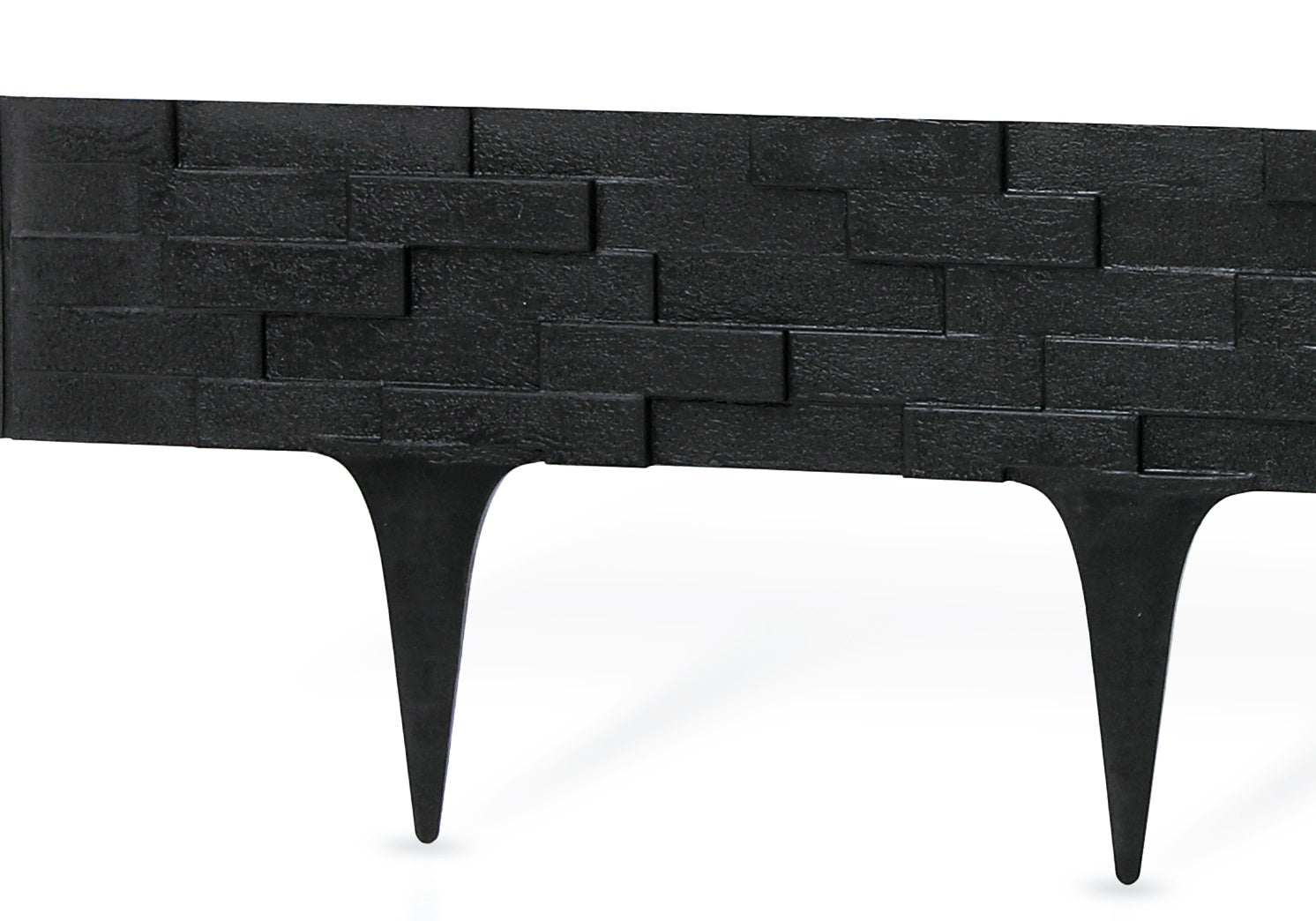 Lawn Edging, Plastic Palisade Slate Effect, 2.38m, Black-0
