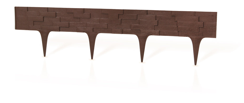 Lawn Edging, Plastic Palisade Slate Effect, 2.38m, Brown-2