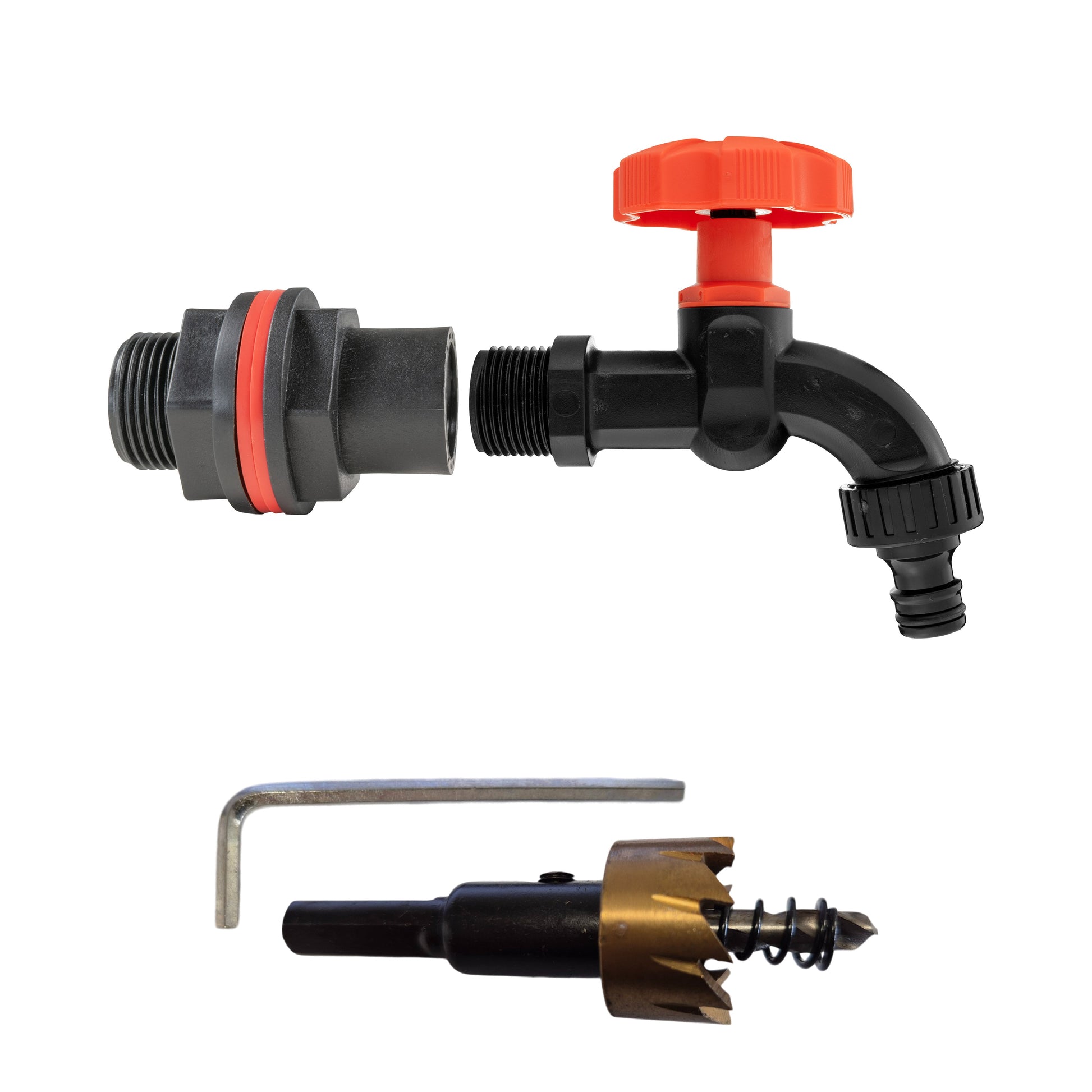 Water Butts Kit 3/4" PP Black Tap and Drill Bit-0