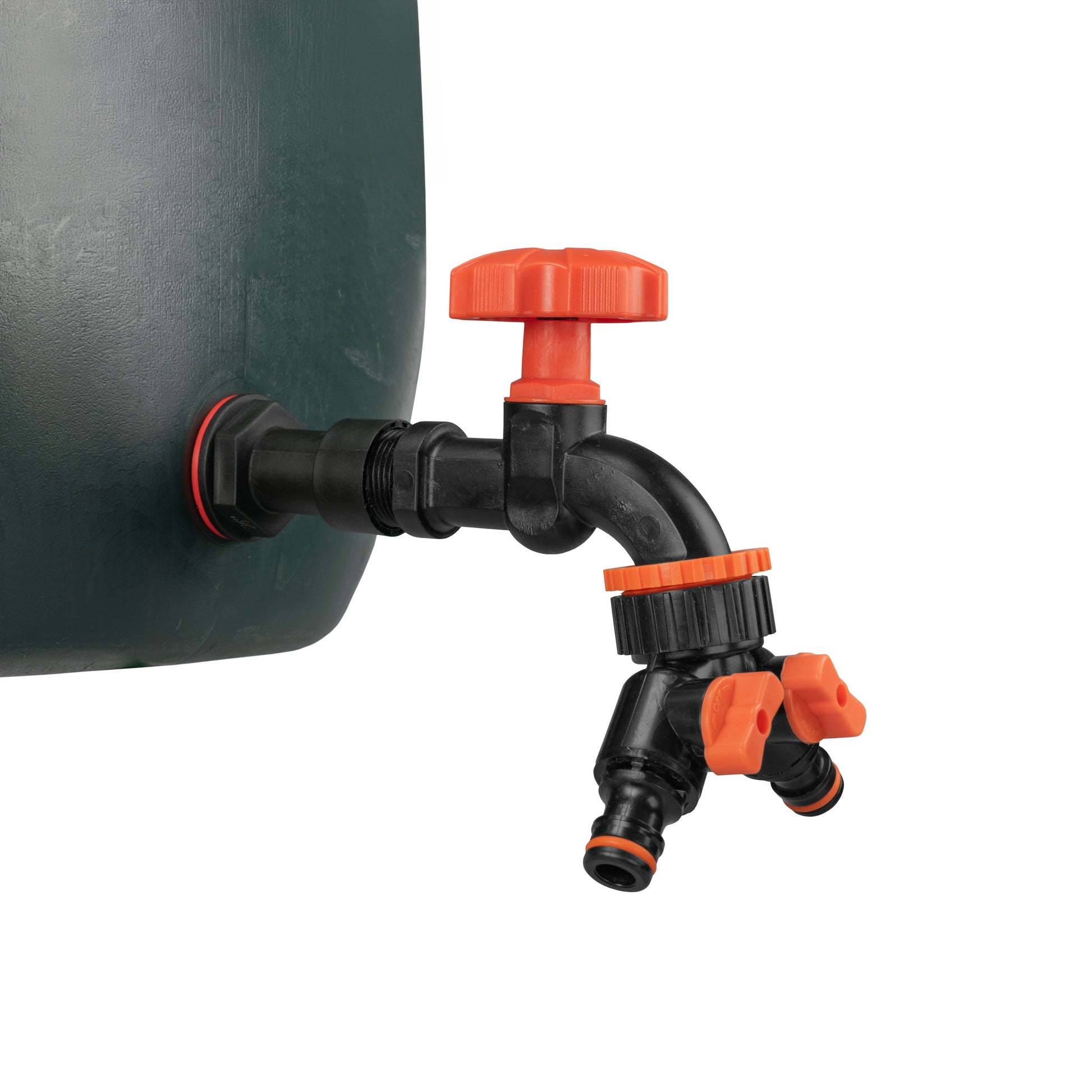 Water Butt Extension Kit 1/2" with Black Dial Tap + Two-Way Splitter and Drill Bit-3