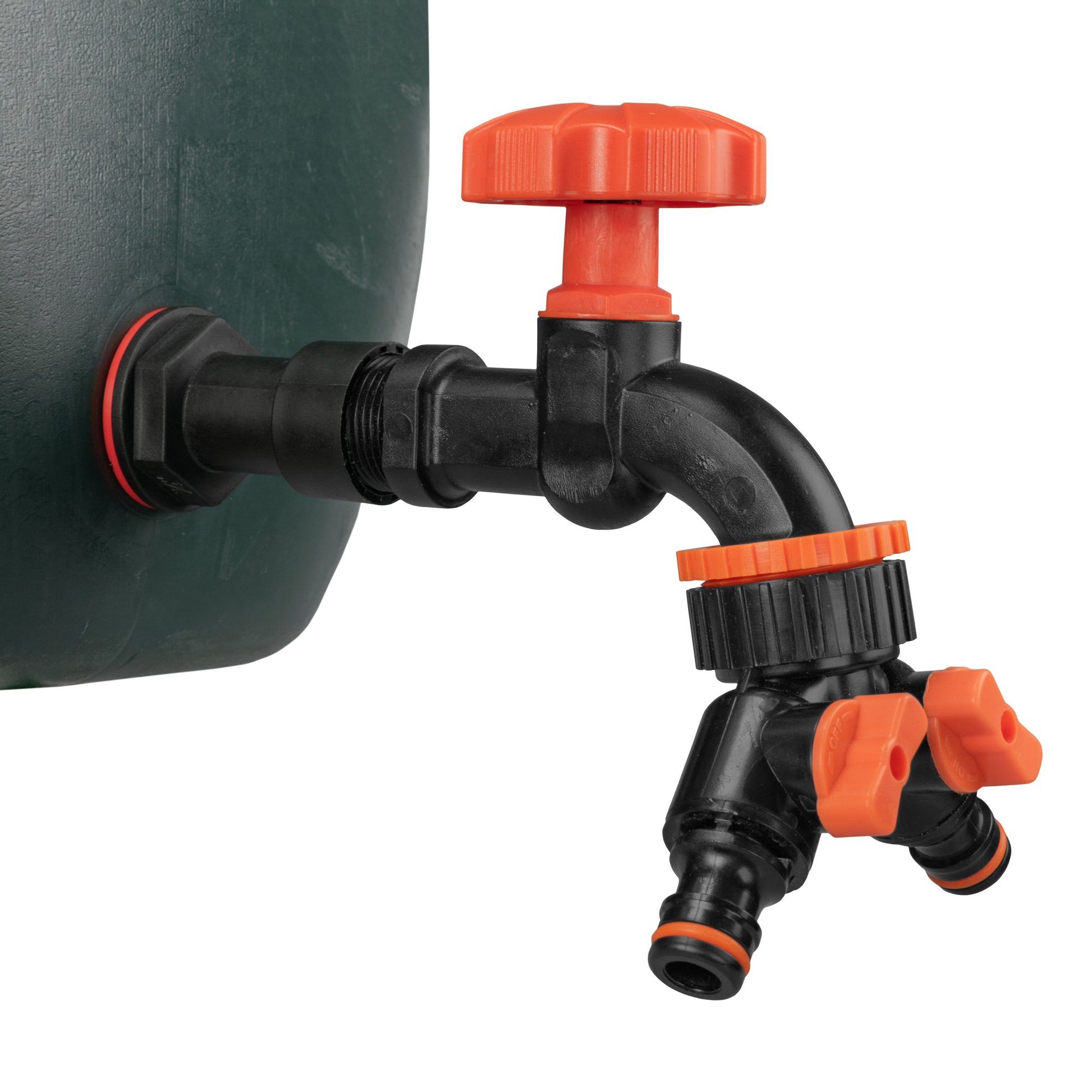 Water Butt Extension Kit 1/2" with Black Dial Tap + Two-Way Splitter and Drill Bit-4
