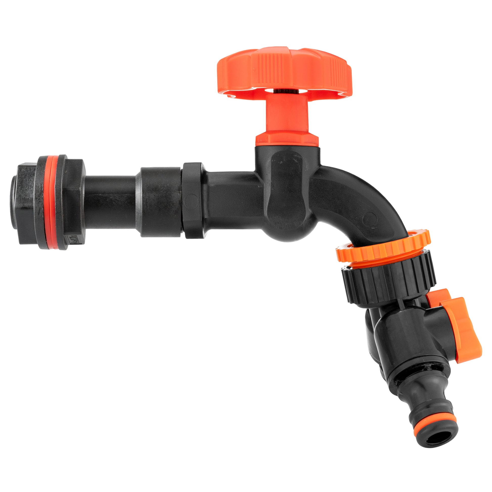 Water Butt Extension Kit 1/2" with Black Dial Tap + Two-Way Splitter and Drill Bit-2