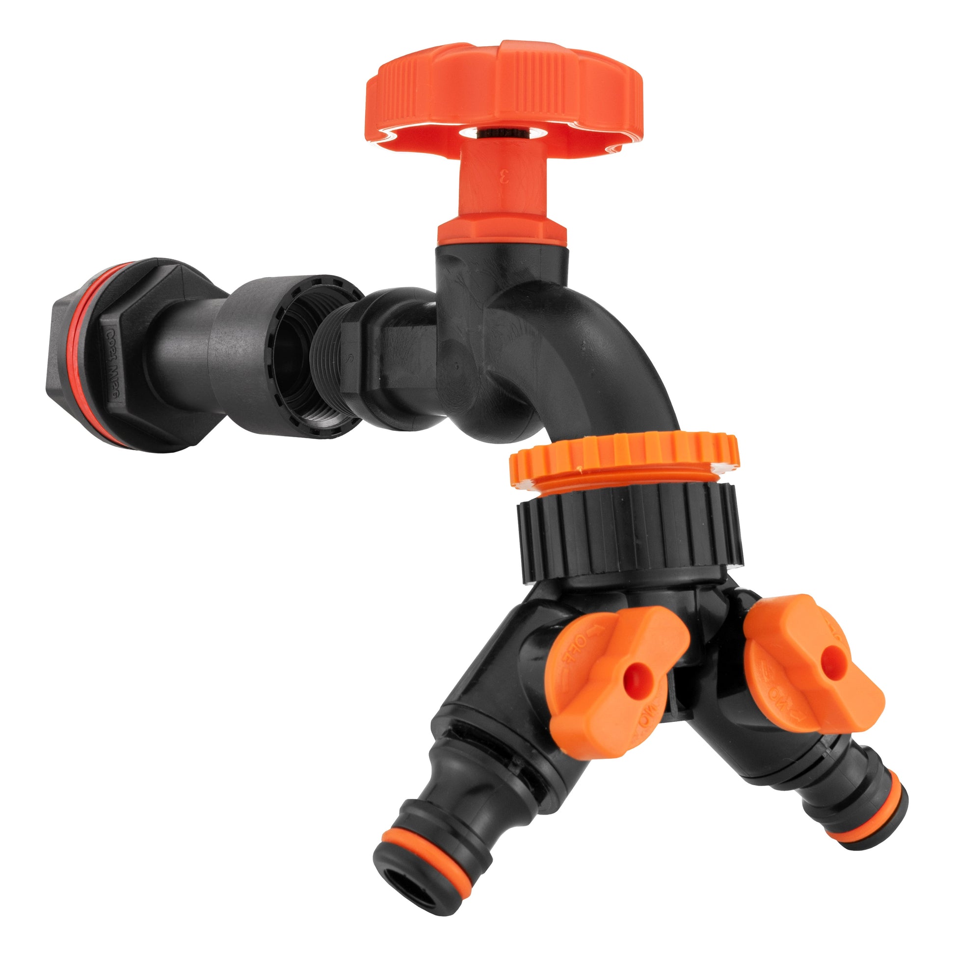 Water Butt Extension Kit 1/2" with Black Dial Tap + Two-Way Splitter and Drill Bit-1