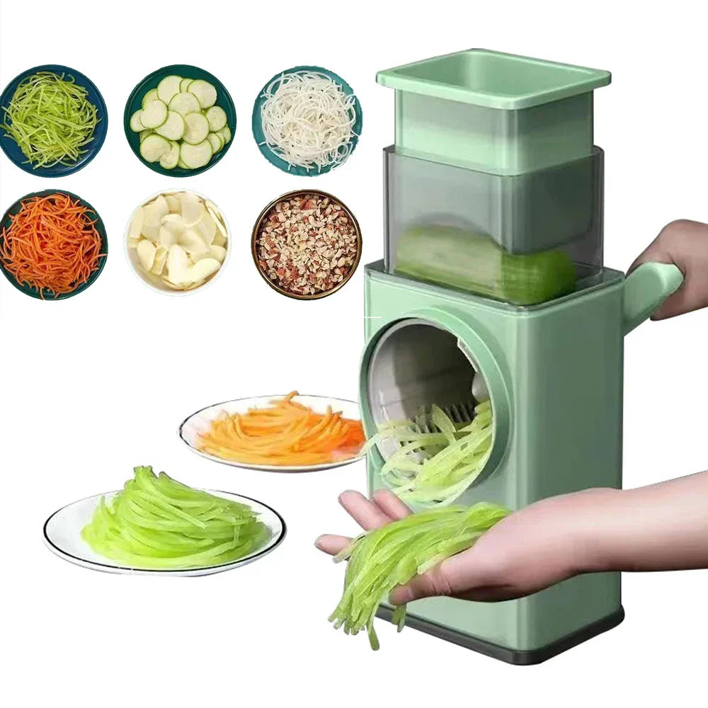 Drum Vegetable Cutter Hand-Crank Food Slicer Grater Processor-0