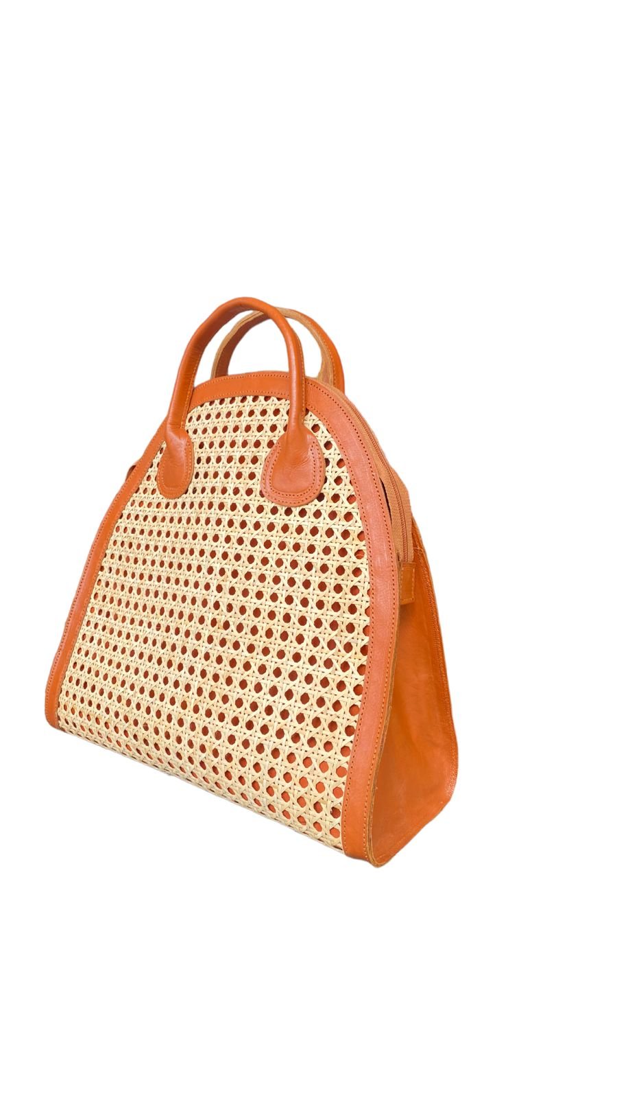 Lena Bali Handmade Leather Rattan Webbing HandBag-1
