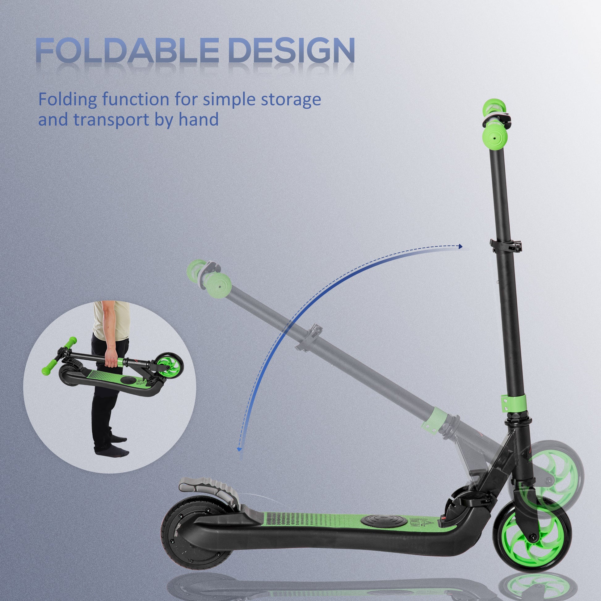 HOMCOM Folding Electric Scooter E Scooter, 120W, with Rear Wheel Brake, 8km/h Maximum Speed, for Ages 6+ Years Old in Green-5
